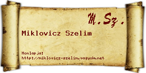 Miklovicz Szelim névjegykártya